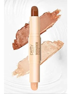 Pratik Çift Uçlu Kontür ve Highlighter Stick | Doğal Yüz Hatları Için Krem Kontür Kalemi