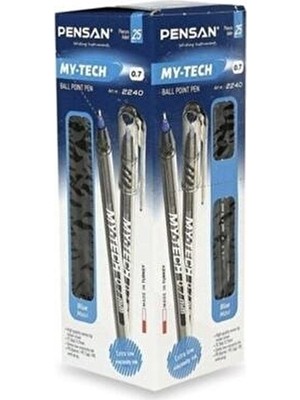 Pensan My-Tech 25’li Mavi Tükenmez Kalem 0.7 Ball Point Renkli Yazım İçin Uygun Kalem Seti