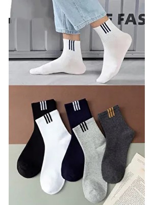 5 Çift Erkek Çizgi Desenli Tenis Çorap