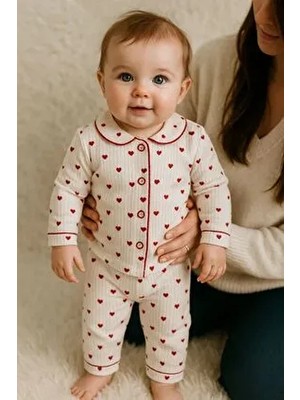 Kalp Figürlü Organik Pamuk Bebek Takım 2’li Hastane Çıkışı Unisex Kız Erkek İçin