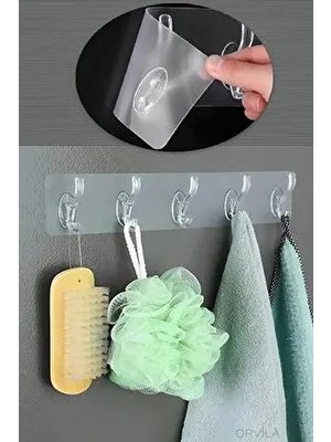 5'li Kendinden Yapışkanlı Şeffaf Silikon Askı