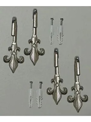 Fon Perde Bağlama Aparat Askılık Demiri Metal 4 Adet Şık Görünüm ile Perde Tutucu