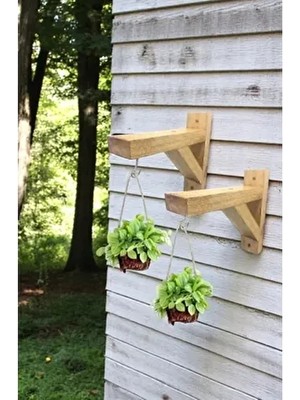 Duvar Rafı , Raf Ayağı , Askılı Ahşap Çiçeklik (2 Adet )