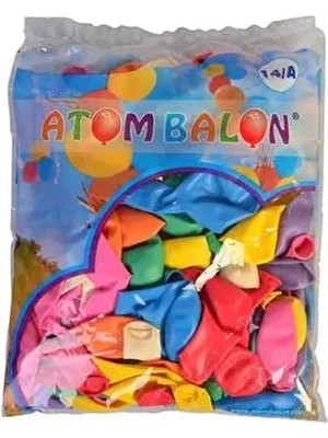 Atom Balon Karışık Renk Normal Balon 14/a 100'lü Eşsiz Parti Kutlamaları İçin