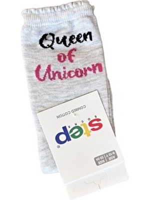 Tek Gri Queen Of Unicorn Soket Çorap