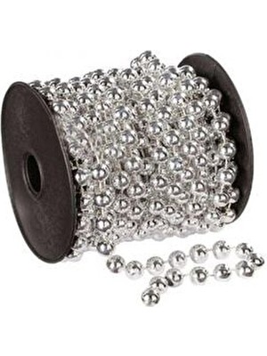 Yılbaşı Gümüş Zincir Süs 5 Metre Inci Çam Ağacı Süsü Noel Yemek Masası Taşı – Yılbaşı Süsü