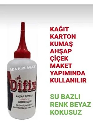 Difix Ahşap Çiçek Maket Kumaş Karton Tutkalı Su Bazlı Kokusuz Beyaz Renk 100GR
