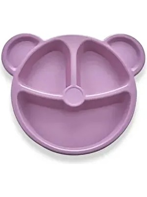 Ayıcık Şekilli Mama Tabağı 3 Bölmeli Çocuk Yemek Tabağı Pembe