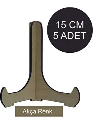 5 Adet Akça Ahşap Çerçeve Tabak Teşhir Ayağı Standı Sergi Ayak