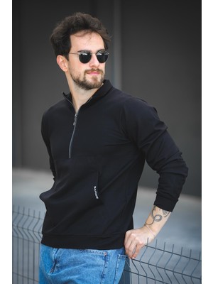 Barrac Iki Iplik Fermuarlı Yarım Balıkçı Yaka Slim Fit Erkek Sweatshirt