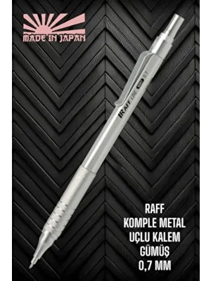 Raff Metal Gövde 0.7 mm Gümüş Renk Uçlu Kalem Metal Versatil Kalem