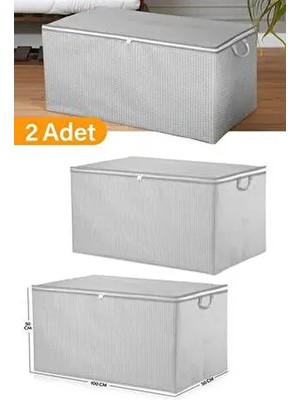 2 Adet - Mega Boy Gri Benekli Yorgan Hurcu - 100X50X50 cm Klasik