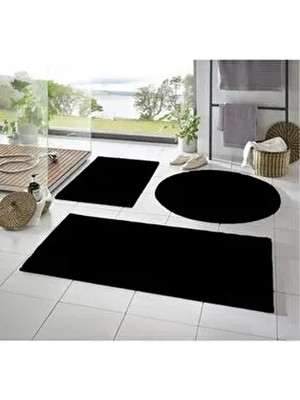 3'lü Banyo Paspası Halısı Peluş Halı Klozet Takımı 50X70--50X50---50X50(YUVARLAK)