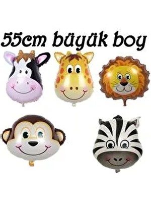 5 Adet Safari Konsepti Doğum Günü Hayvan Folyo Balon Seti