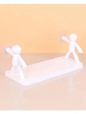 Pratik Banyo Mutfak Rafı Yapıştırmalı Etejer Yapışkanlı Raf Banyo Etejeri 34 x 12 cm