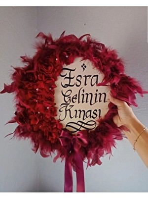 Isme Özel Kına Gelin Tefi Deri Tef Vurmalı Çalgı Def Kına Defi Otrişli Deri Tef