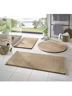 3'lü Banyo Paspası Halısı Peluş Halı Klozet Takımı 50X70--50X50---50X50(YUVARLAK)