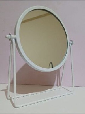 Mifabrica Yuvarlak Metal Makyaj Aynası Orta Parlak Beyaz Renkli Tasarım 1 Parça Anneler Günü Hediyesi