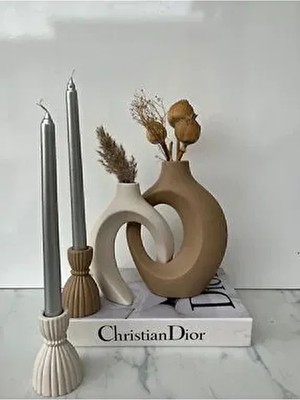 Sibel/ Ela Tasarım Sarmaşık Sevgili Vazo, Şamdan Mumluklu Set 22X16&17X14