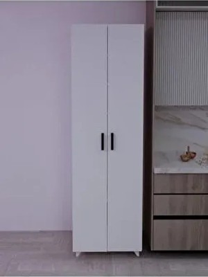 8 Raflı 2 Kapaklı 16R Çocuk Elbise Dolabı Banyo Dolabı Çok Amaçlı Dolap Beyaz