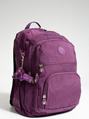 Duomino Krinkıl Suya Dayanıklı Büyük Boy Mor Sırt Çantası 15,6 inç Laptop Seyahat Okul Çantası