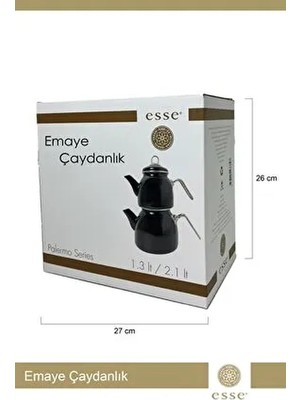 Emaye Çaydanlık Siyah 1.3 2.1 Lt