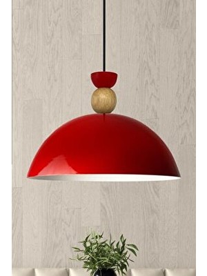 Bamyum Kırmızı Metal Avize Tekli Sarkıt Modern Tasarım Dekoratif Aydınlatma Mutfak ve Salon