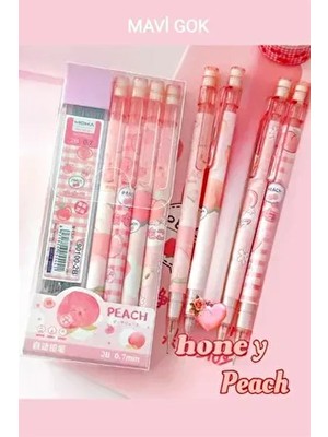 Kawai Şeftali Uçlu Kalem 2b 0,7mm (4 Adet Uçlu Kalem+1 Kutu Uç)