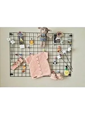 Lefi Ev Mini Fotoğraf Askısı Tel Duvar Panosu Metal Pano Not Anı Çerçevesi 40X30 cm