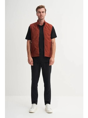 Cazador Regular Fit Baharlık Crinkle Kumaş YELEK-13285