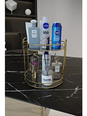 Banyo Kozmetik Takı Düzenleyici Çok Amaçlı Organizer 2 Katlı Servis Sunum Tepsisi Ikramlık