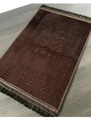 Seca Home Lüks Kalın Yumuşak Peluş Seccade Kahverengi 120 x 89 cm Kaydırmaz Taban ile Rahat İbadet