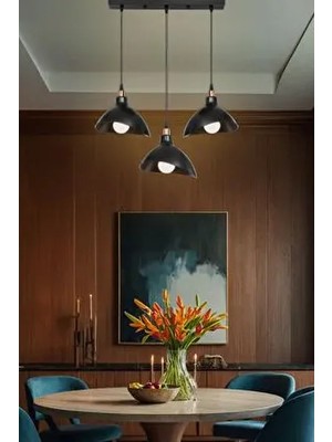 Ag Light Design Siyah Plastik Sarkıt Avize Modern Tasarım 3lü Sıralı Mutfak Salon Cafe Bar Yatak Odası Koridor