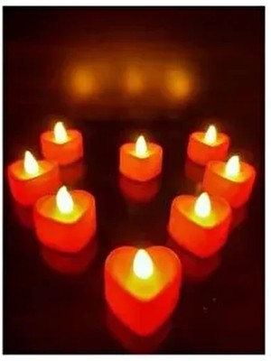 Kalpli LED Mum 24 Adet Ledli El Gülü Pilli Kalp Desenli Aşk LED Mumları