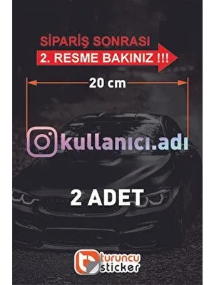 Hologram Instagram Logolu Kullanıcı Adı - 2 Adet 20 cm -   Araç - Motor Sticker Etiketi Folyo Kesim