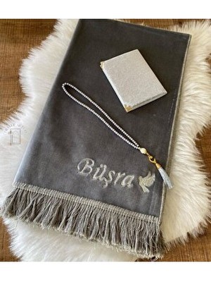 Kişiye Özel Isimli Lüx Kadife Seccade, Düz Velur Isim Nakışlı Seccade, Çeyizlik Hediyelik Seccade