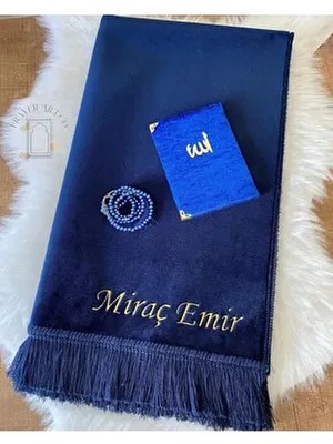 Kişiye Özel Isimli Lüx Kadife Seccade, Düz Velur Isim Nakışlı Seccade, Çeyizlik Hediyelik Seccade