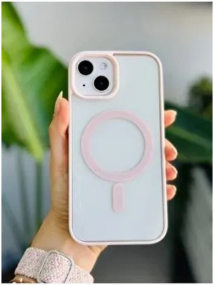 Go Aksesuar Iphone 13 - 14 ve 15  Uyumlu Magsafe Özellikli Renkli Şeffaf Kılıf