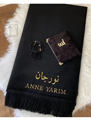 Kişiye Özel Isimli Lüx Kadife Seccade, Düz Velur Isim Nakışlı Seccade, Çeyizlik Hediyelik Seccade