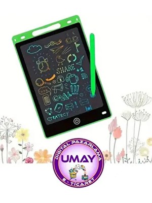 Yeşil Yakut 8,5 Inç Silinebilen Lcd Grafik Tablet Dijital Kalem ile Eğitim ve Çizim İçin İdeal