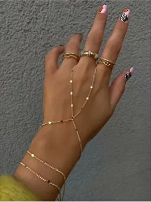 Nkie Jewels Detay Çelik Pul Şahmeran 316L Altın Renkli Zirkon Taşlı Şık Aksesuar Dayanıklı Çelik