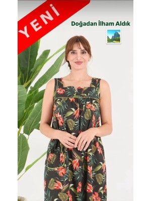 Pamuklu Kumaştan Geniş Kesim Yeni Desen Cepli Büyük Beden Ev Elbise