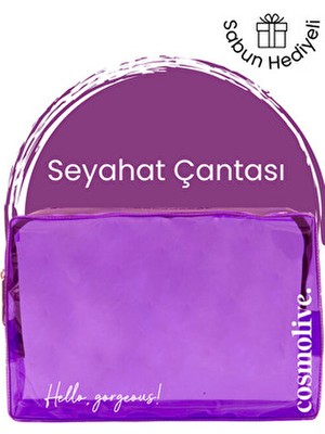 Cosmolive Şeffaf Mor Seyahat Çantası PVC Cilt Bakım Makyaj ve Kozmetik Düzenleme Kadınlar İçin