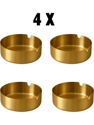 Mucit Home Gold Paslanmaz Çelik 4lü Kül Tablası Küllük Seti
