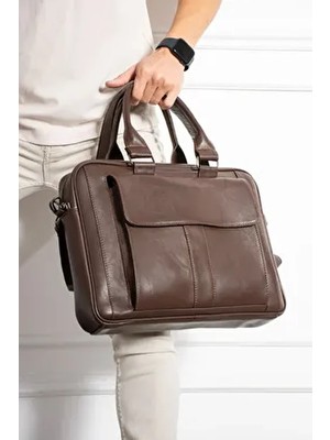 Hakiki Deri Laptop ve Evrak Çantası / Uzun Askılı Büyük Boy Laptop Çanta
