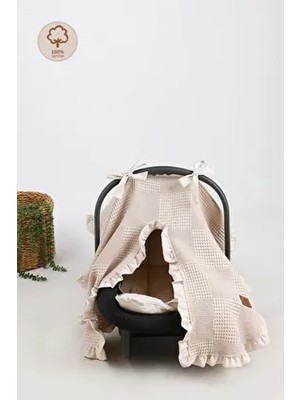 juniperus Fırfırlı 2'li Bebek Puset Örtüsü ve Ortopedik Minder Seti  Pamuklu Konfor