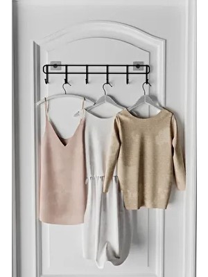 Eva Metal Tasarım Yapışkanlı Metal Duvar Elbise Askılığı Modern Tasarım 49 cm Siyah Kapı Arkası Kullanım Alanı