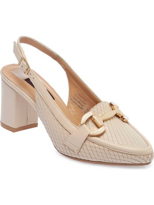 Tergan  Bej Hakiki Deri Kadın Topuklu Ayakkabı - K24I1AY67293-Q5V
