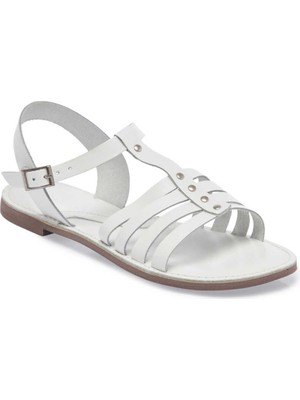 Tergan  Beyaz Hakiki Deri Kadın Sandalet - K24Y1SN67276-A26