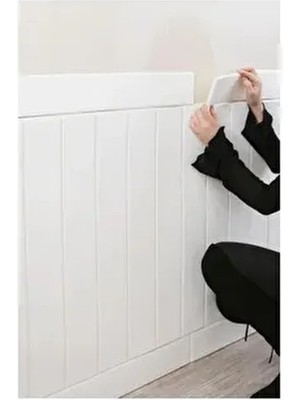 70X70 cm Kendinden Yapışkanlı Beyaz Lambri Görünümlü Esnek Köpük Duvar Paneli  (1 Adet 0,49M²)